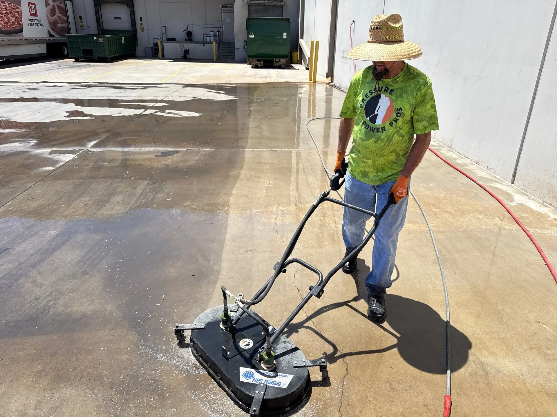 pressure washing with a surface cleaner