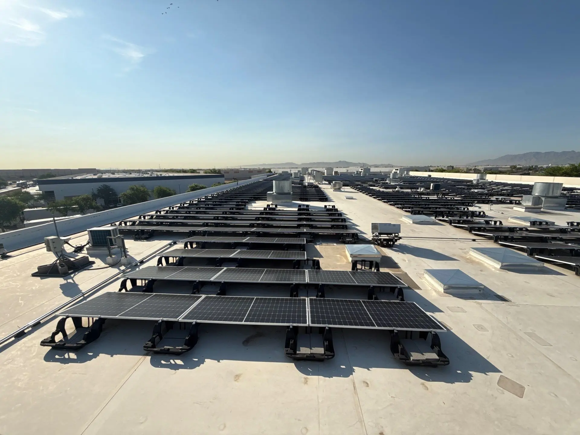 solar panels on warehouse roof
